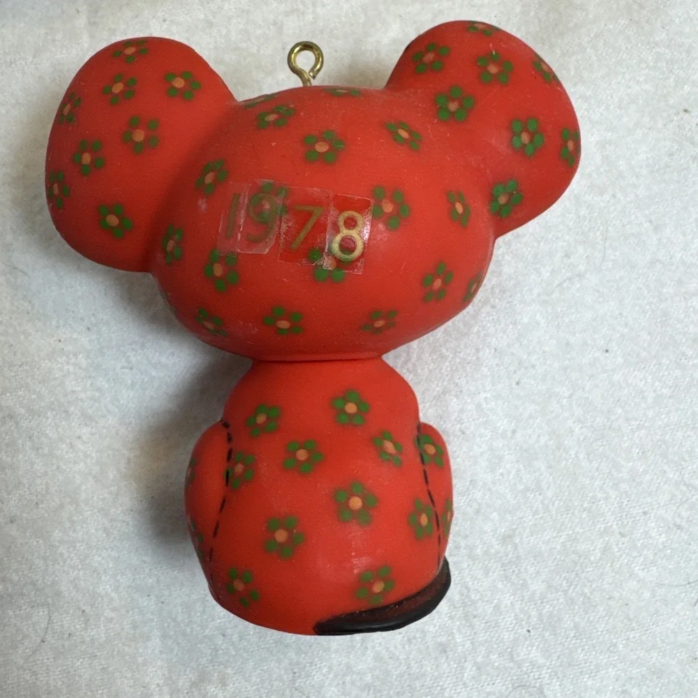 Vintage Hallmark Tree Trimmer Christmas Calico Mouse Ornament 3.5